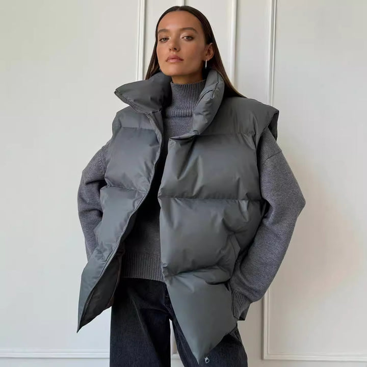 Women Quilted Gilet with High Collar Lune London