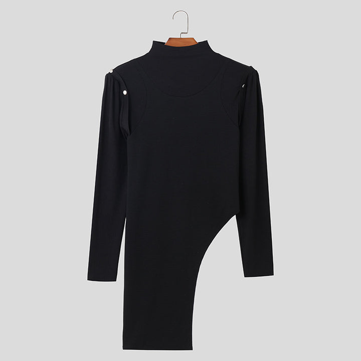 Long sleeve maxi dress for women with an asymmetrical cut and an elegant high collar Lune London