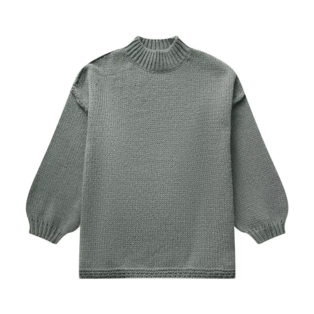 Ladies Large sweater with high collar and balloon sleeves Lune London
