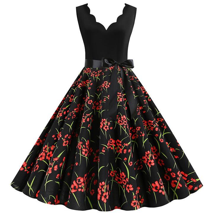 Robe évasée pour femmes avec motif floral et élégant peplum Chic & Stil