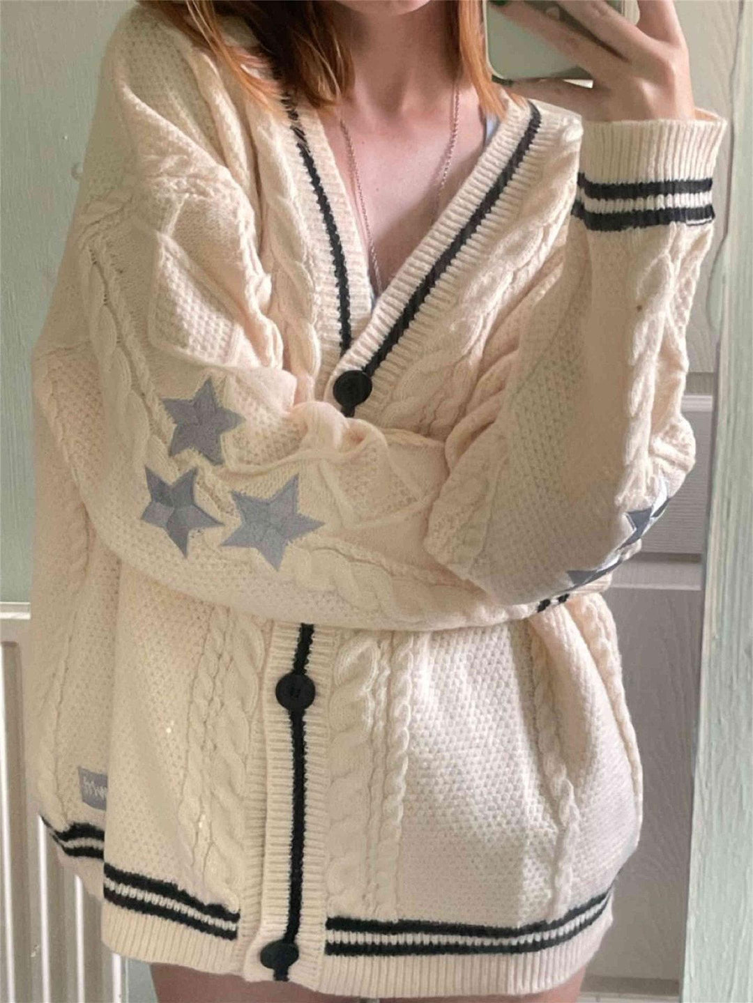 Knit jacket for women with decorative star pattern Lune London