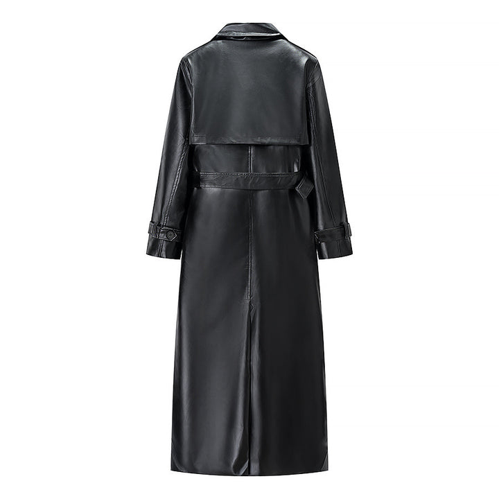 Manteau trench élégant en faux cuir pour femmes avec ceinture stylée et poches pratiques Chic & Stil