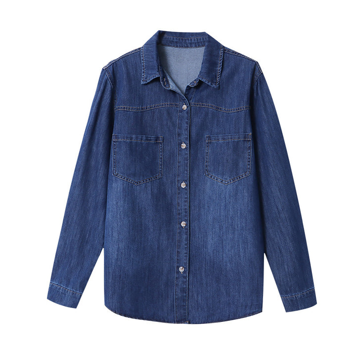 Ladies denim shirt with casual cut and practical chest pockets Chic & Stil