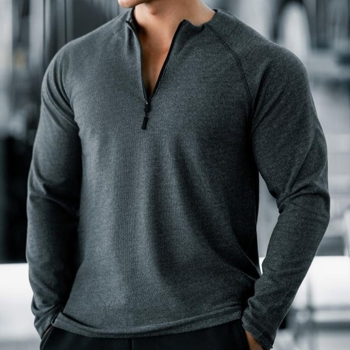 Men's long sleeve sports shirt with innovative zipper Lune London