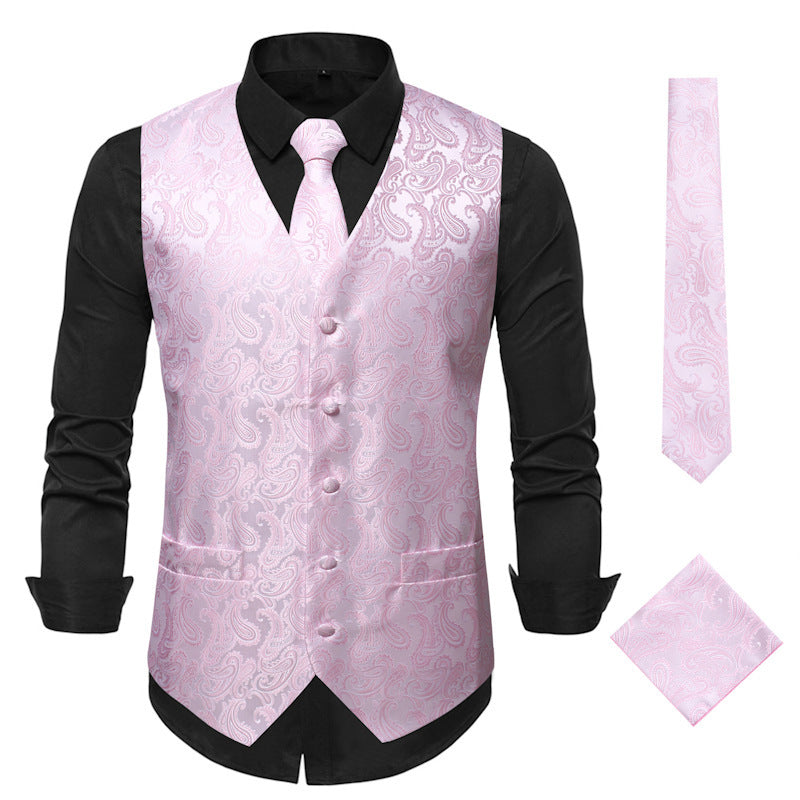 Men's Elegant Vest with Fine Paisley Pattern and Matching Tie Set Lune London