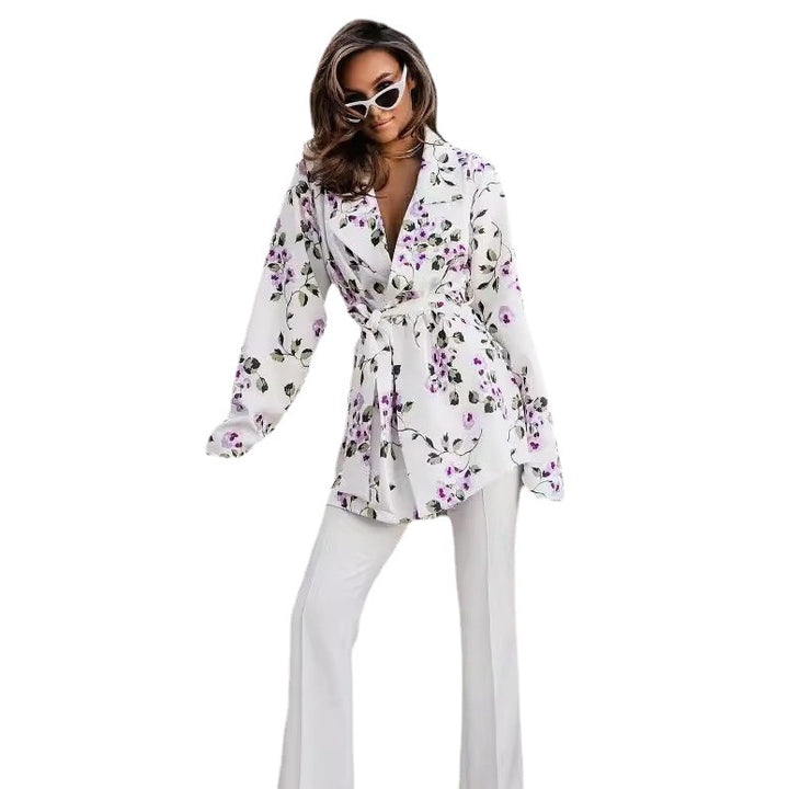 Ladies Elegant Leopard Print Jacket with Chic Belt and Style