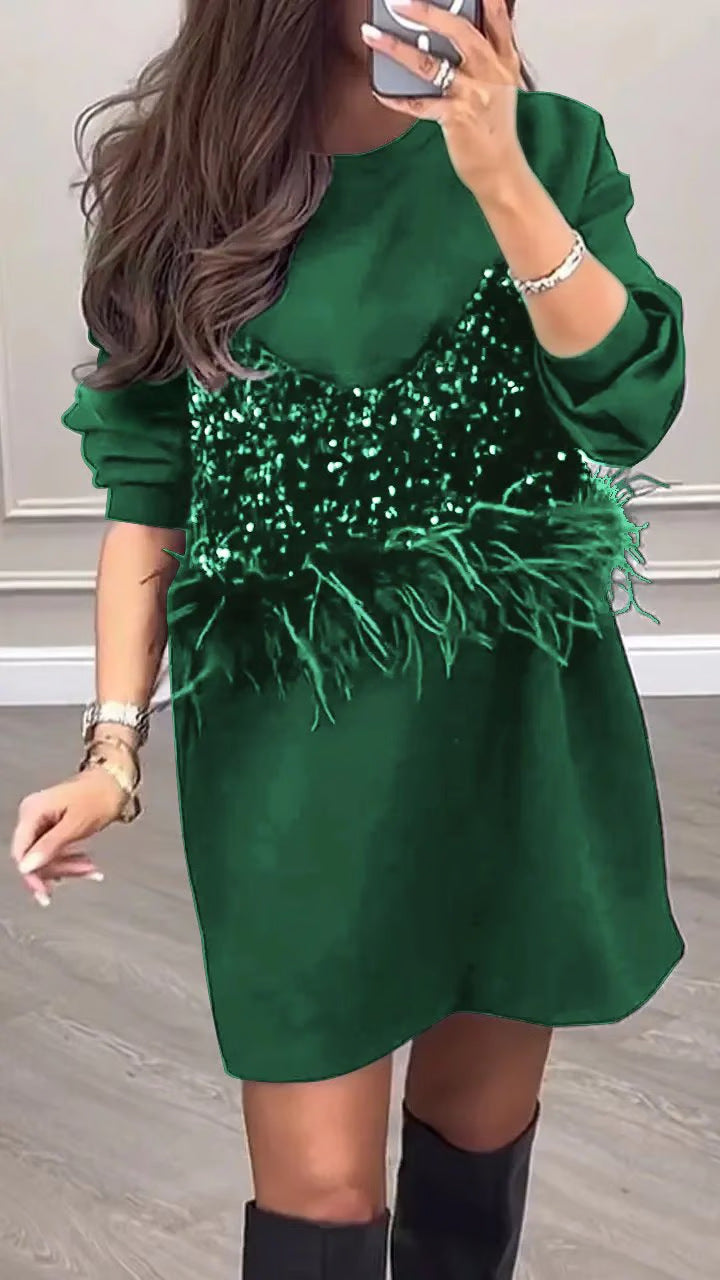 Robe de sweat à la mode pour femmes avec un haut pailleté Chic & Stil