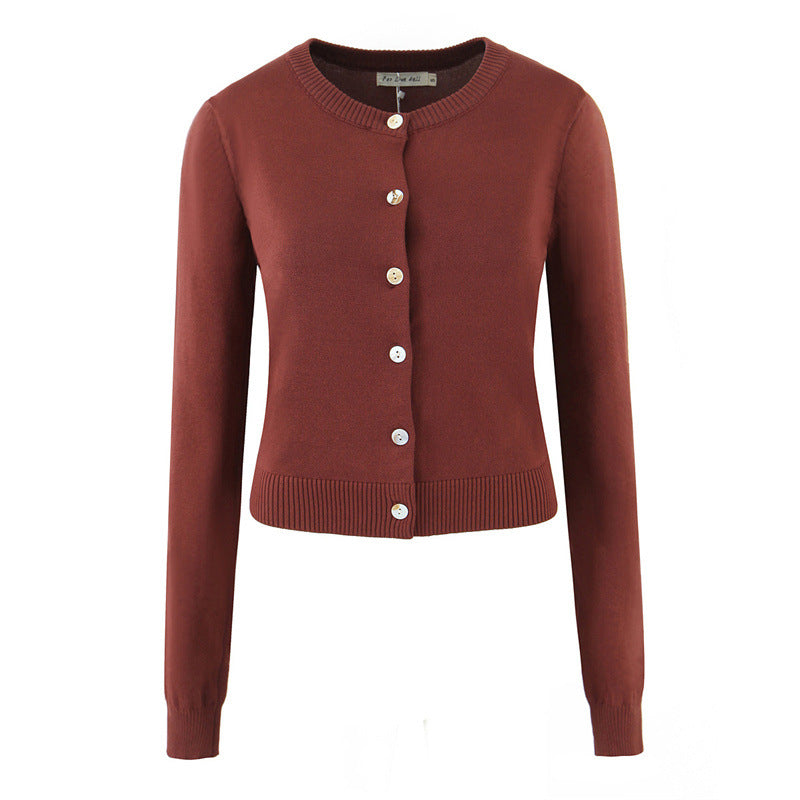 Ladies durable cardigan with button closure and round neckline Lune London