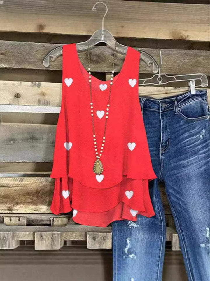 Woman Stacked Top Printed Heart Lune London