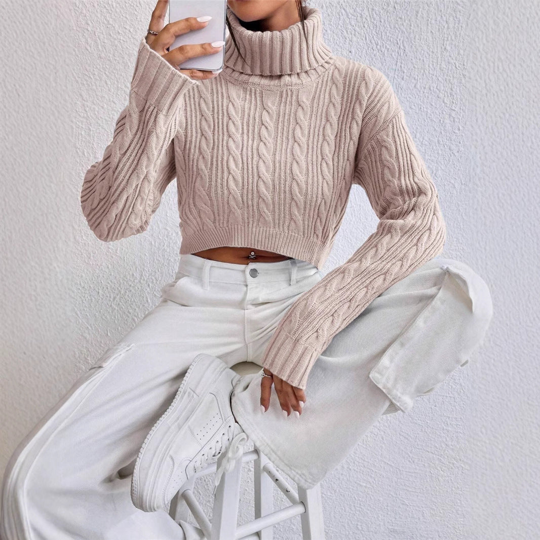 Chunky knit sweater for women with high collar Lune London