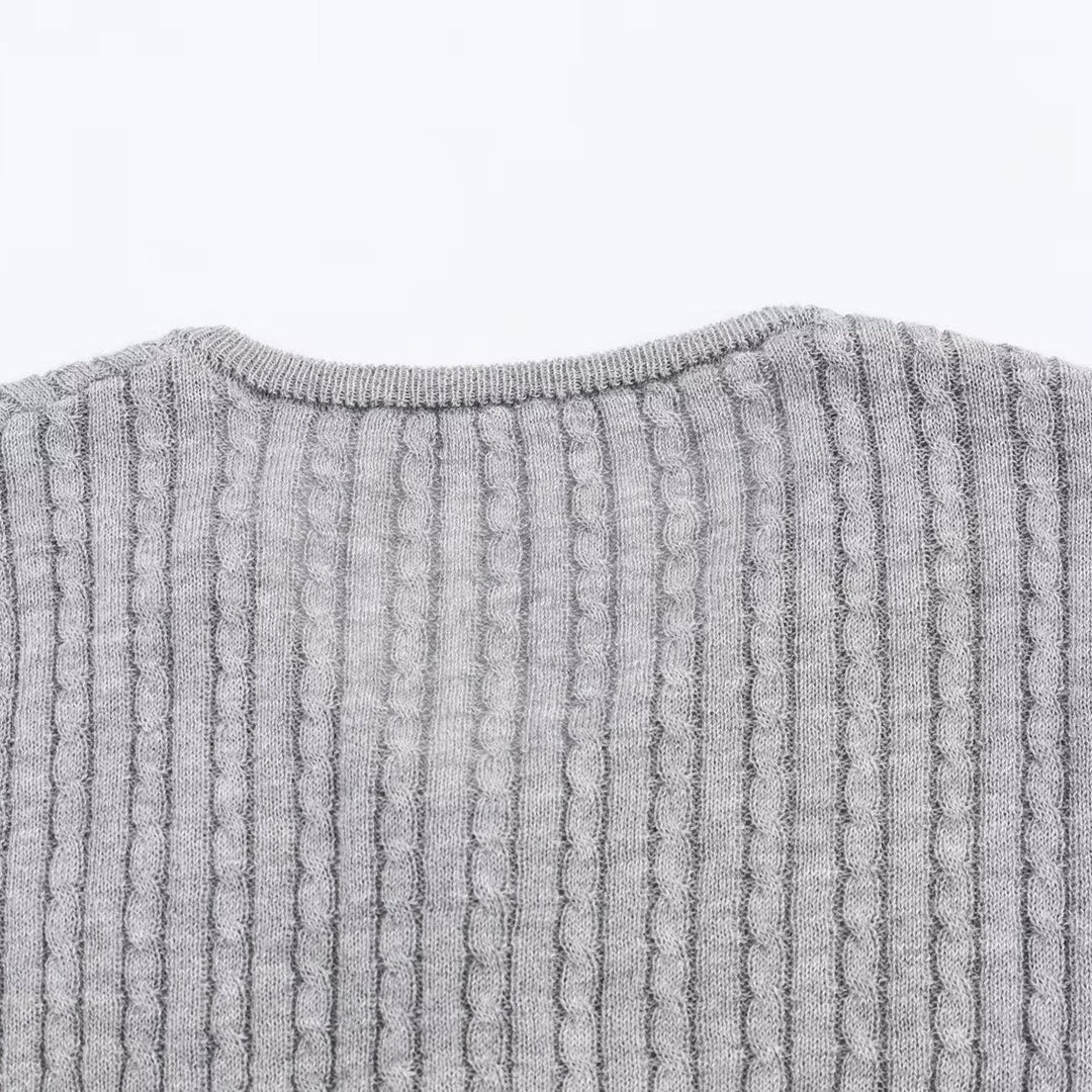 Long sleeve women's t-shirt with ribbed structured design and button details Lune London