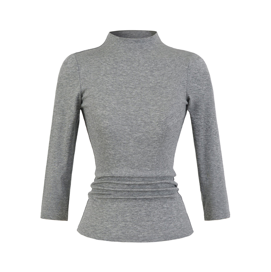 Long Sleeve Women's Shirt with Mock Neck and Ruching Details Lune London