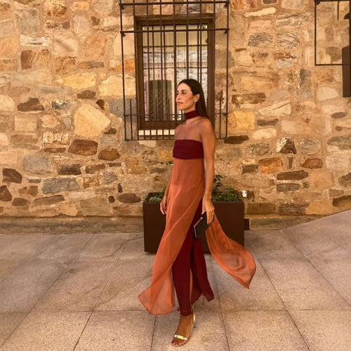 Maxi dress for women with a sleek neckline and a fluid design Lune London