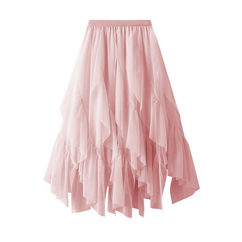 Voluminous tulle skirt for women with asymmetrical hem and multi-layer design Lune London