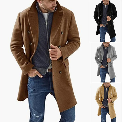Elegant double-breasted coat for men with stylish button details Lune London
