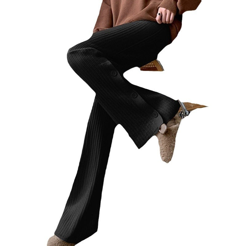 Pleated palazzo pants for women with button details Lune London