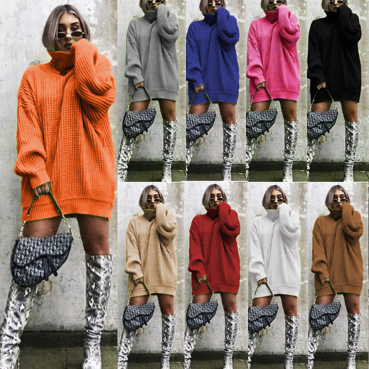 Ladies Large knit sweater with high collar and angular cut Lune London