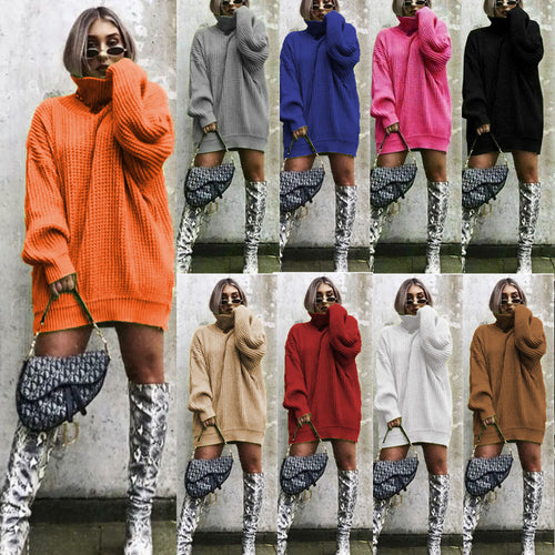 Ladies Large knit sweater with high collar and angular cut Lune London