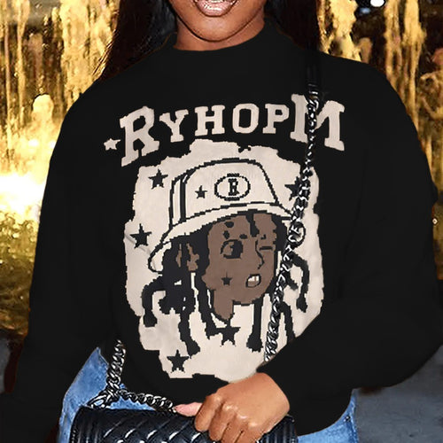 Ladies Oversized Sweater with artistic graphic print Lune London