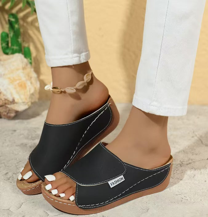 Ladies Chic Platform Slide Sandals Lune London
