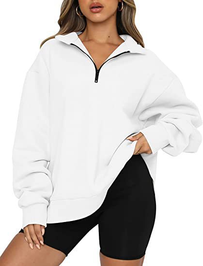 Oversized zip-up pullover for women with high collar Lune London