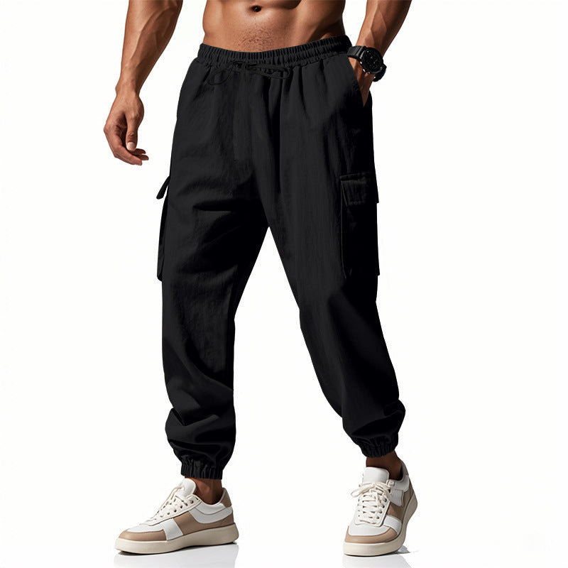 Men's Casual Cargo Pants with Elastic Waist and Practical Side Pockets Lune London