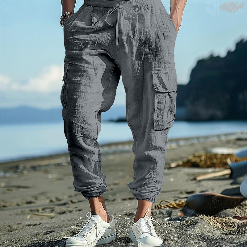 Casual cargo pants for men with elastic waistband and practical side pockets Lune London