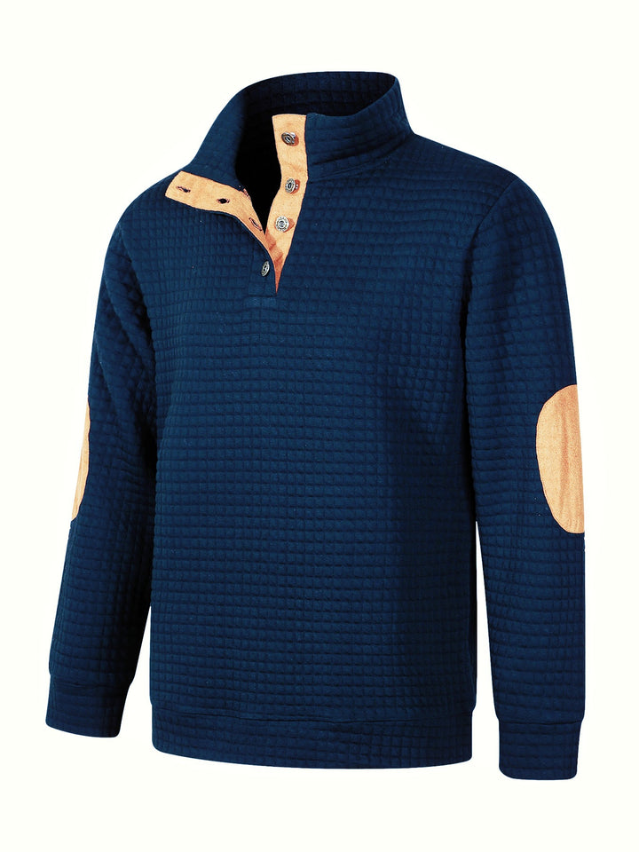 Men's Comfortable Sweatshirt with Button Placket and Contrasting Elements Lune London
