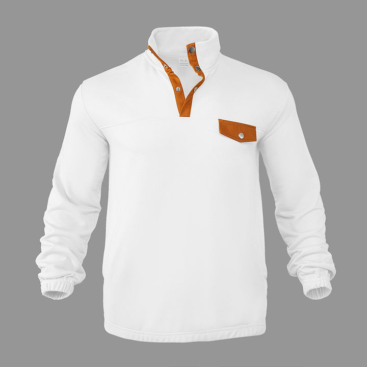 Men's stylish sweater with button placket and pockets Chic and style