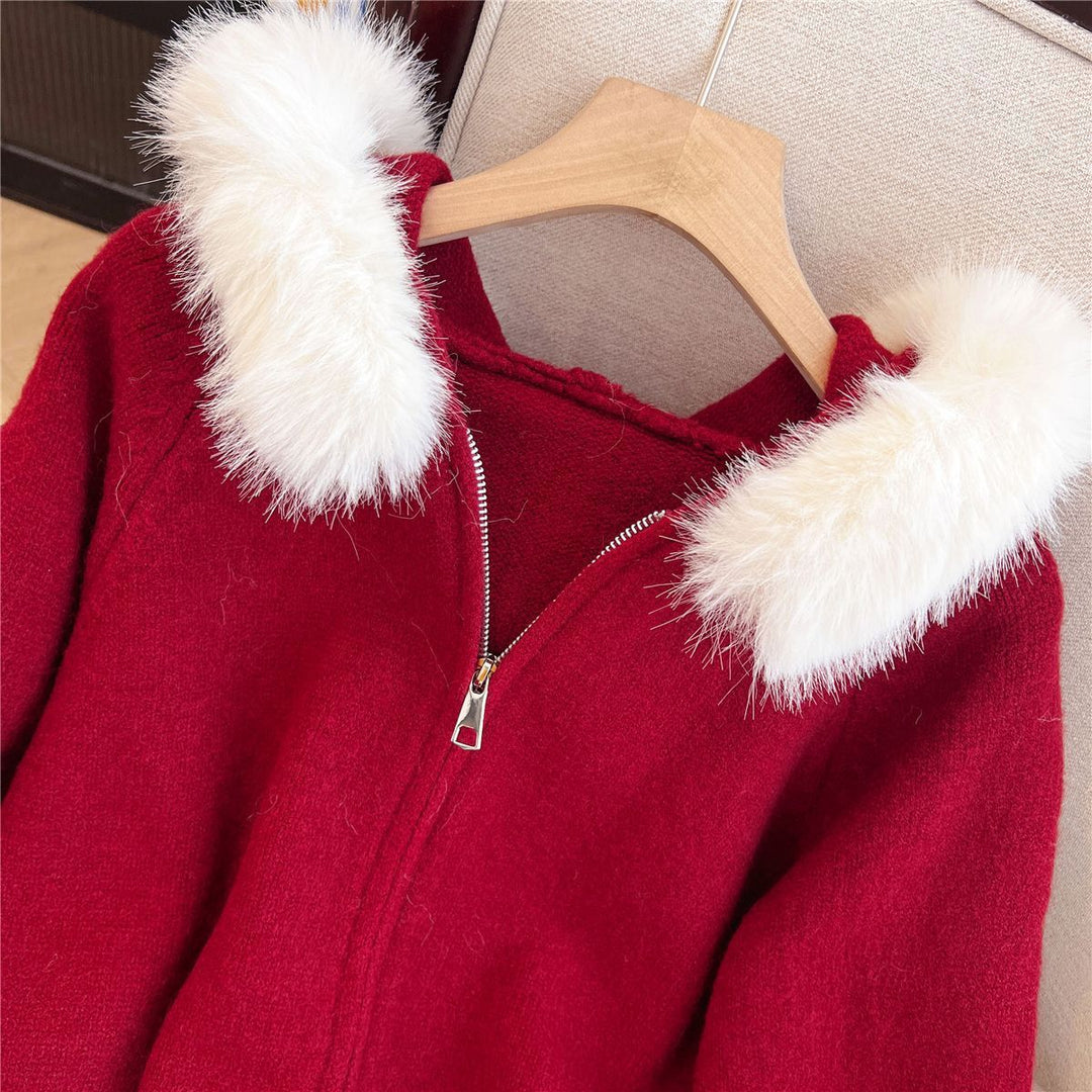 Cardigan Femme Douillet avec Col en Fourrure Synthétique Amovible Chic & Stil