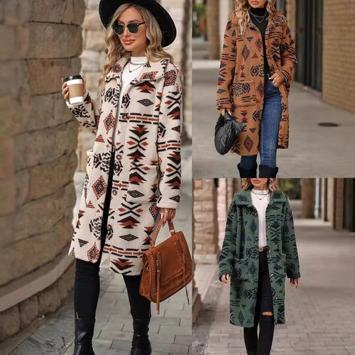 Lune London women's teddy jacket with a unique geometric pattern