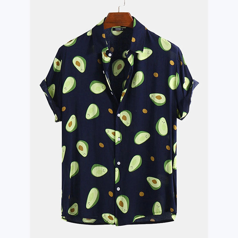 Short-sleeved shirt for men with fresh avocado pattern Lune London