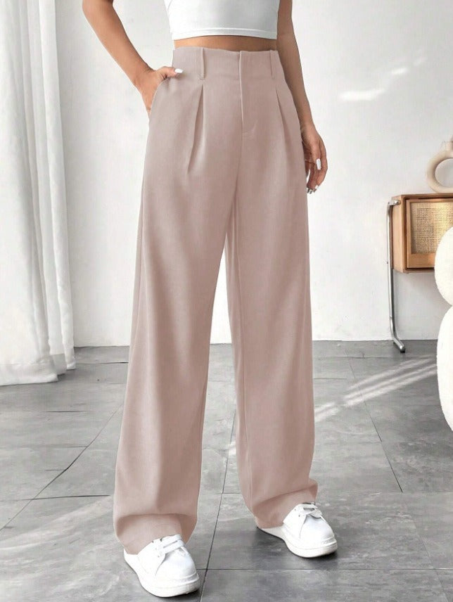 High-waisted wide trousers for women with pleats Lune London