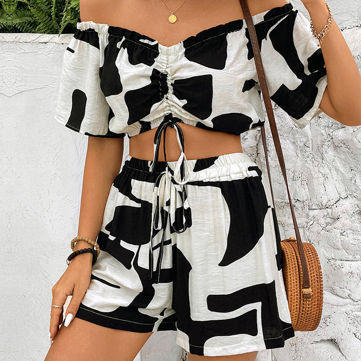 Women's Short Off-Shoulder Top and Matching Shorts Set Lune London