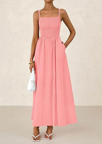 Maxi dress for women with elastic top and flowing skirt Lune London