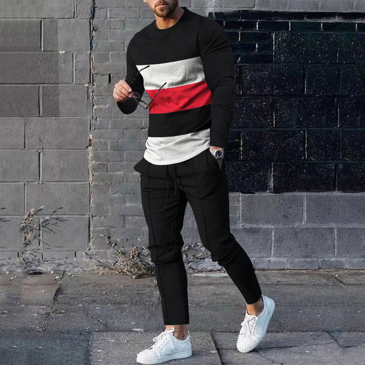 Men's leisure set with contrasting stripes Chic and Style