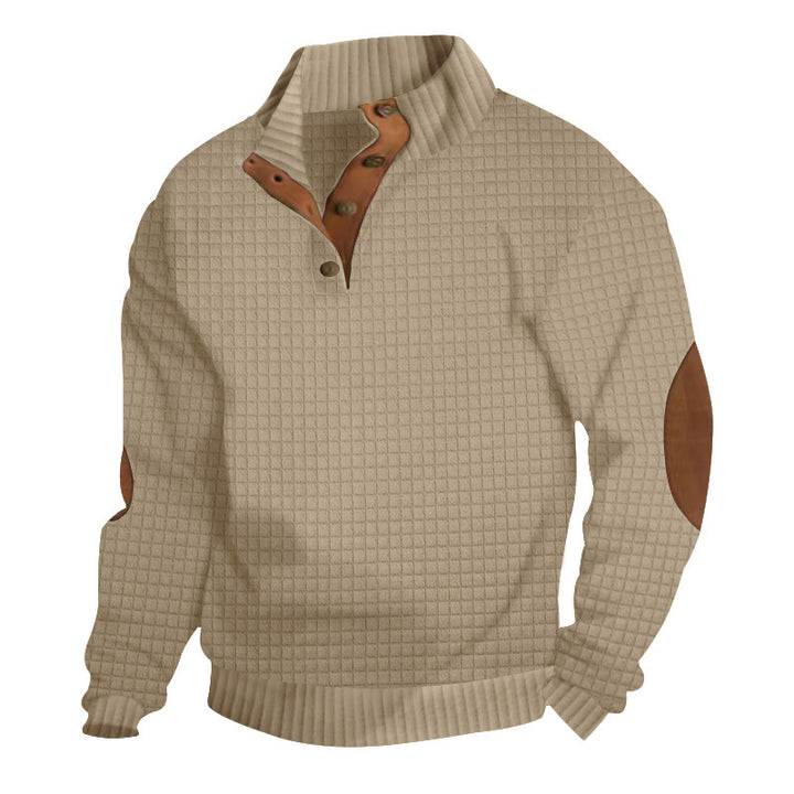 Men Structured Sweater with Leather Accents Lune London