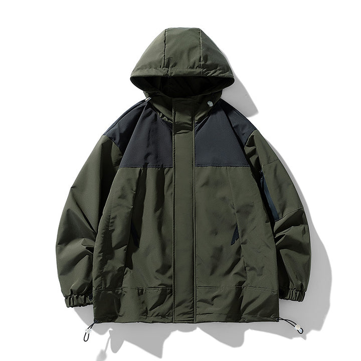 Functional jacket for men with innovative design of hood and breathable inserts Lune London