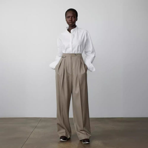 Pantalon élégant taille haute pour femmes avec plis classiques Chic & Stil