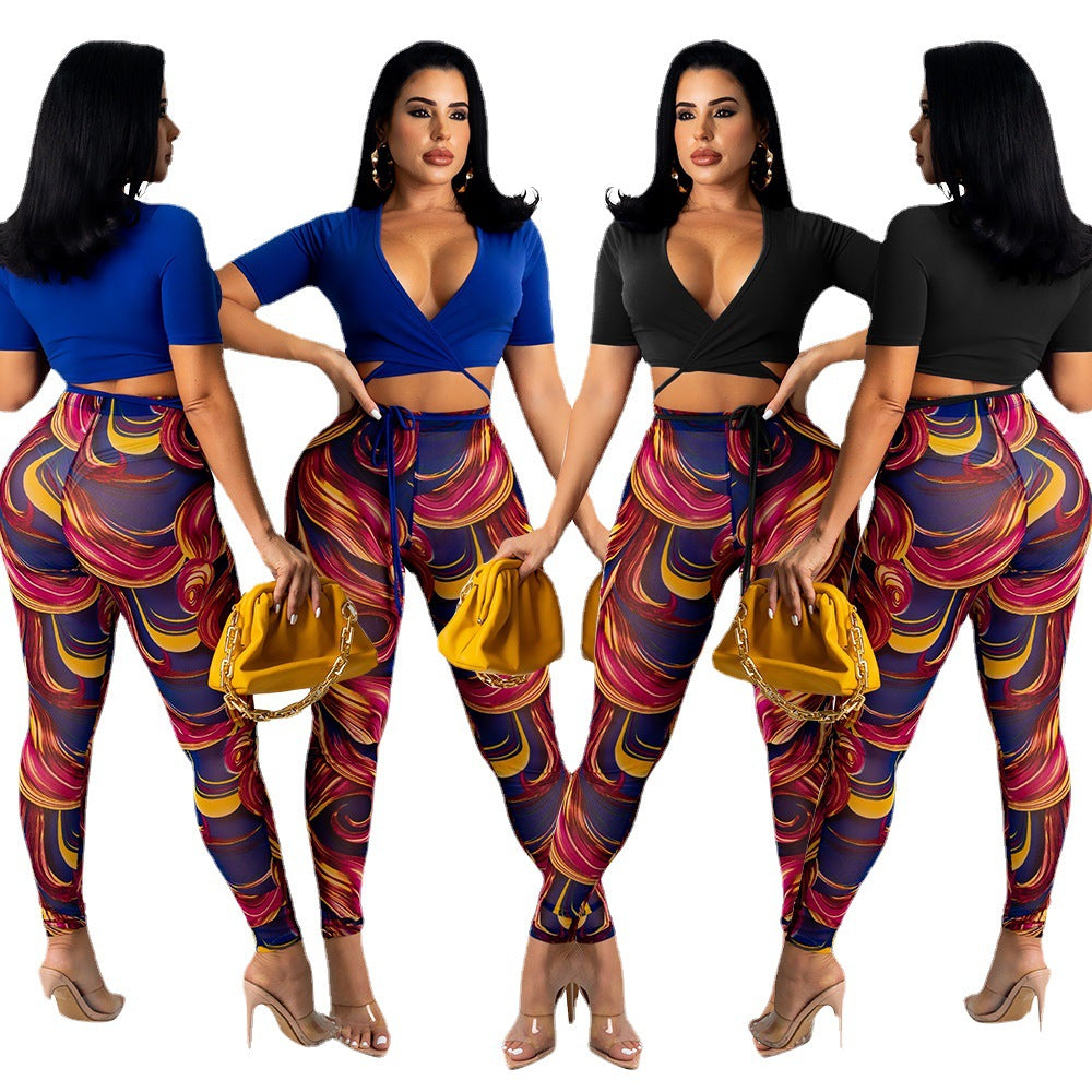 High Waist Leggings Abstract Vibrant Print for Women Lune London