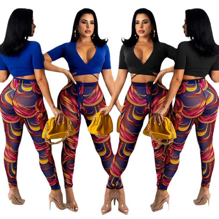High Waist Leggings Abstract Vibrant Print for Women Lune London