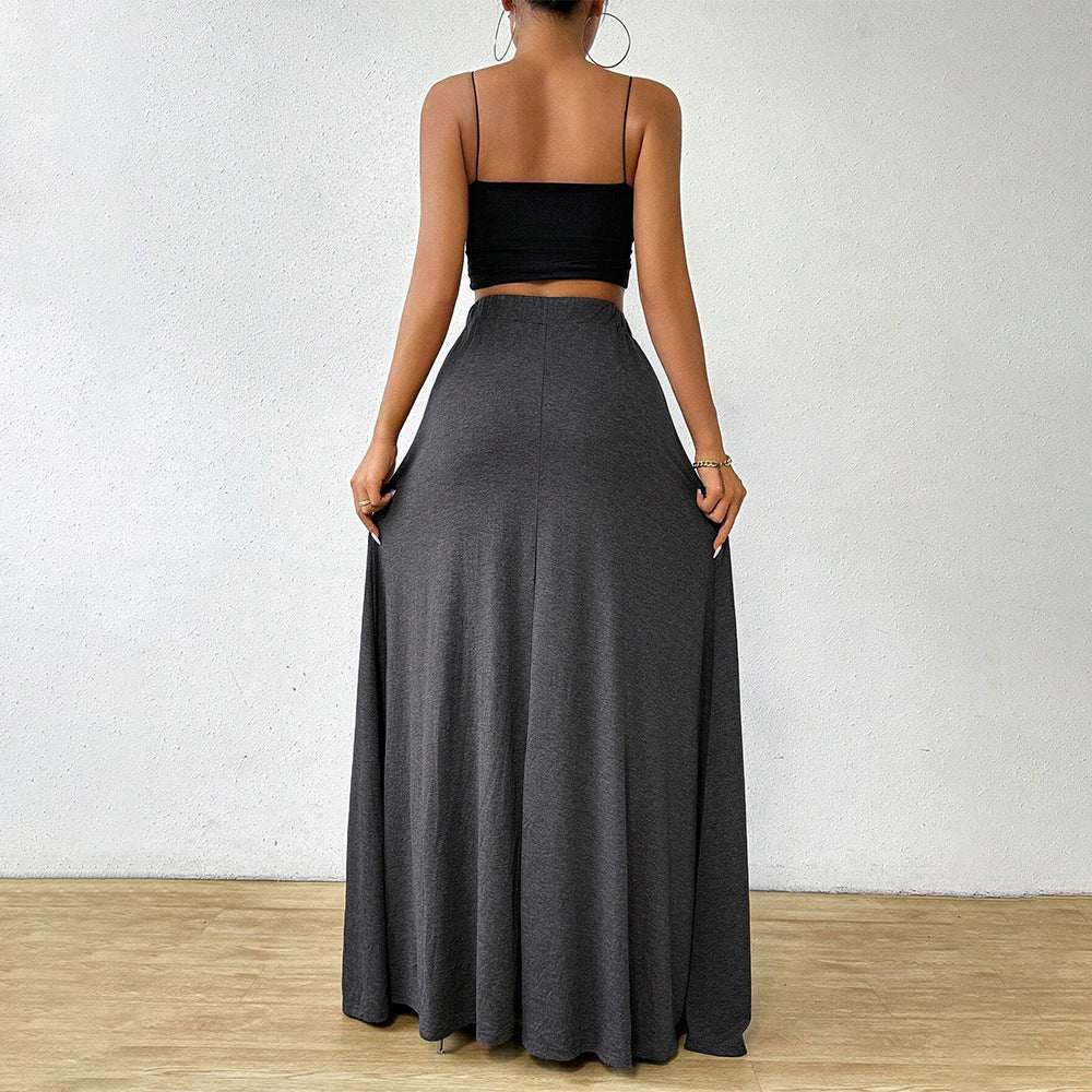 Jupe maxi pour femme avec cordon de serrage ajustable et taille élastique Chic & Stil