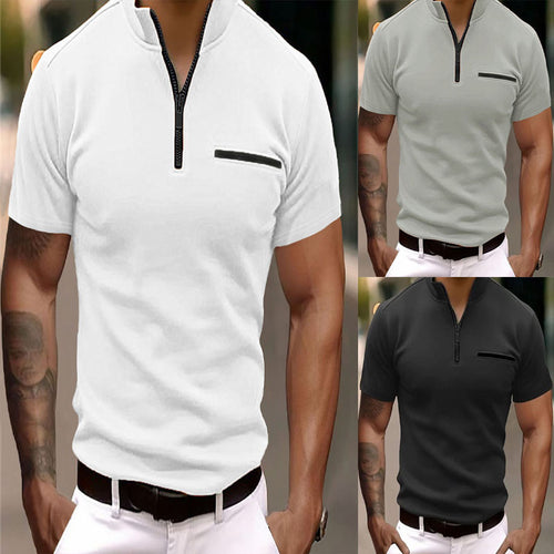 Men's short sleeve zip T-shirt with practical chest pocket Lune London