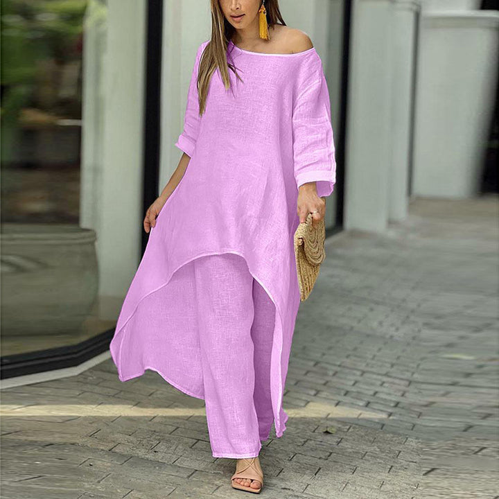 Ladies kaftan léger en deux pièces avec coupe asymétrique Chic & Stil
