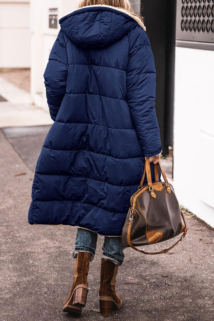Women's Long Padded Winter Jacket with Hood and Stylish Cut Lune London