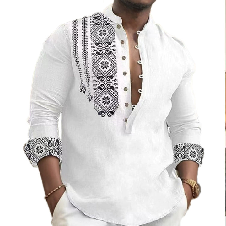 Men's trendy long sleeve shirt with elegant ethnic patterns Lune London
