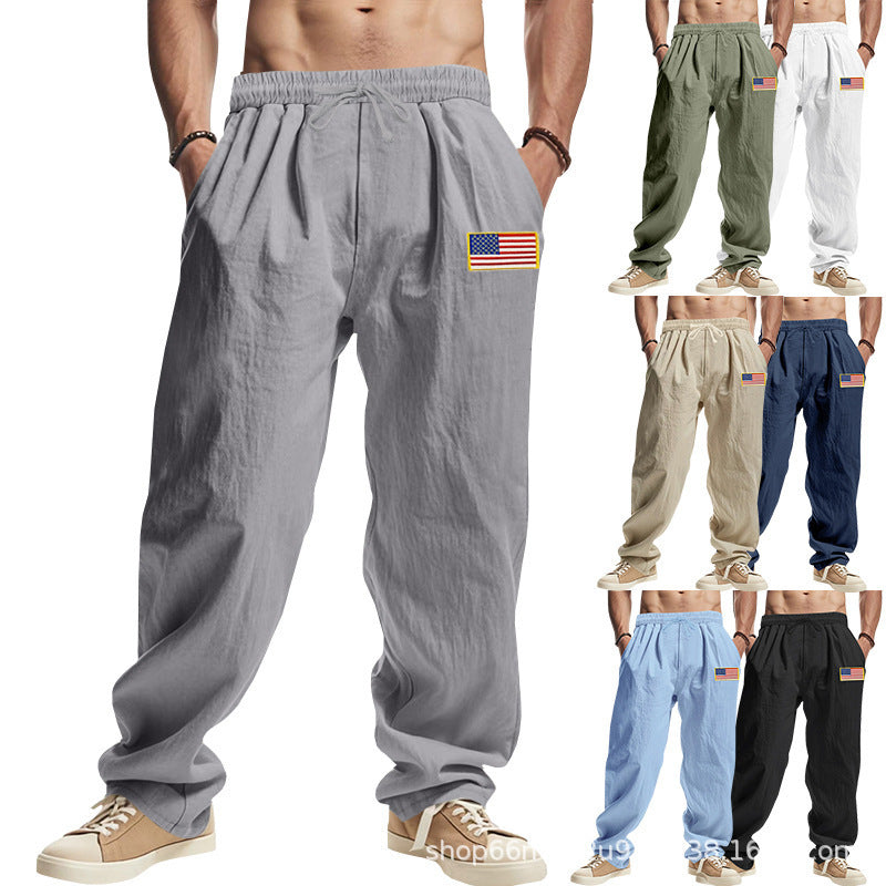Men's Comfortable Leisure Pants with Elastic Waistband and Usa Flag Application Lune London