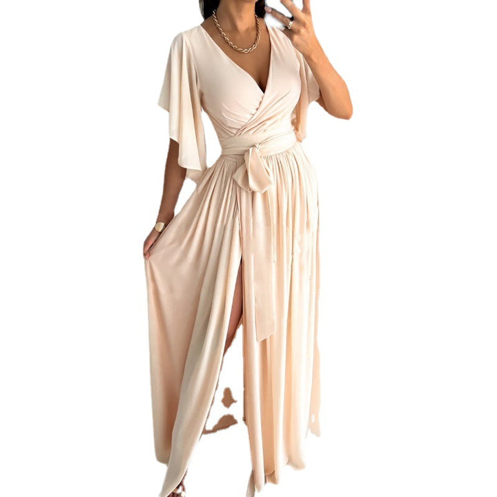 Fluid maxi dress for women with elegant butterfly sleeves Lune London