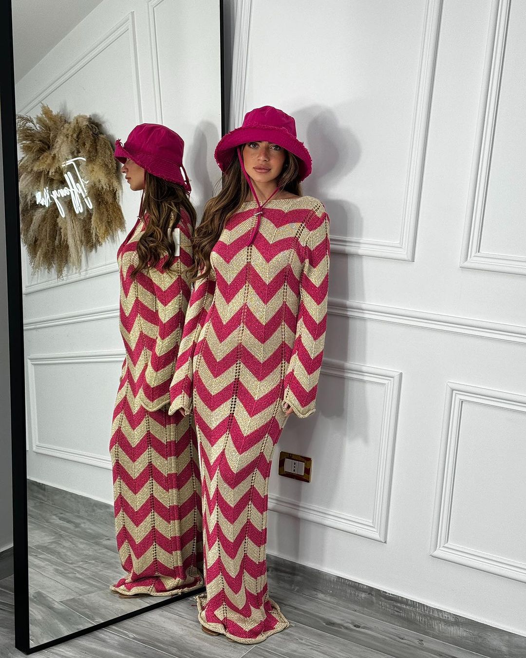 Ladies' knitted dress with zigzag design and loose fit Lune London