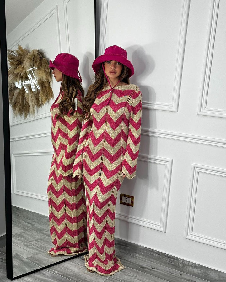 Ladies' knitted dress with zigzag design and loose fit Lune London